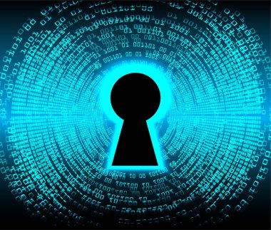 anahtar deliği ile arkaplan vektör illüstrasyonu, dijital güvenlik kavramı