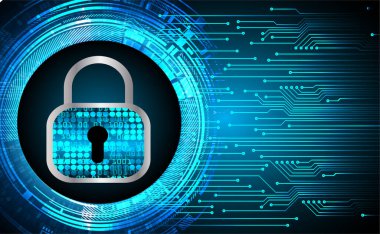 Sayısal arkaplan ve siber güvenlik konusunda kapatılmış asma kilit
