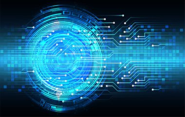 Mavi göz siber devre gelecekteki teknoloji konsepti