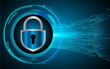 Sayısal arkaplan ve siber güvenlik konusunda kapatılmış asma kilit