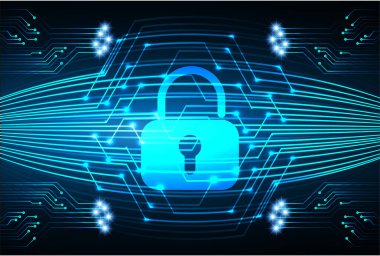 Sayısal arkaplan ve siber güvenlik konusunda kapatılmış asma kilit