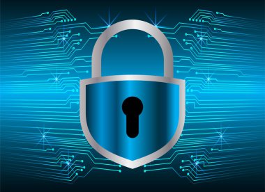 Sayısal arkaplan ve siber güvenlik konusunda kapatılmış asma kilit