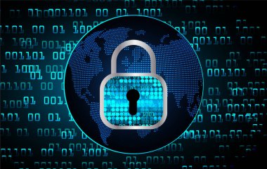Sayısal arkaplan ve siber güvenlik konusunda kapatılmış asma kilit