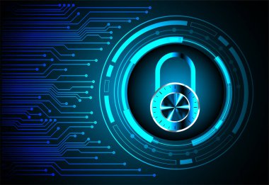 Sayısal arkaplan ve siber güvenlik konusunda kapatılmış asma kilit