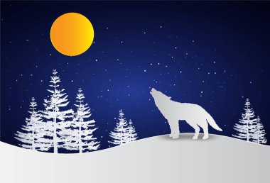 Kurt ve geyikli gece sahnesi