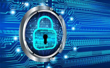 Sayısal arkaplan ve siber güvenlik konusunda kapatılmış asma kilit