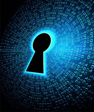 anahtar deliği ile arkaplan vektör illüstrasyonu, dijital güvenlik kavramı