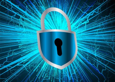Sayısal arkaplan ve siber güvenlik konusunda kapatılmış asma kilit