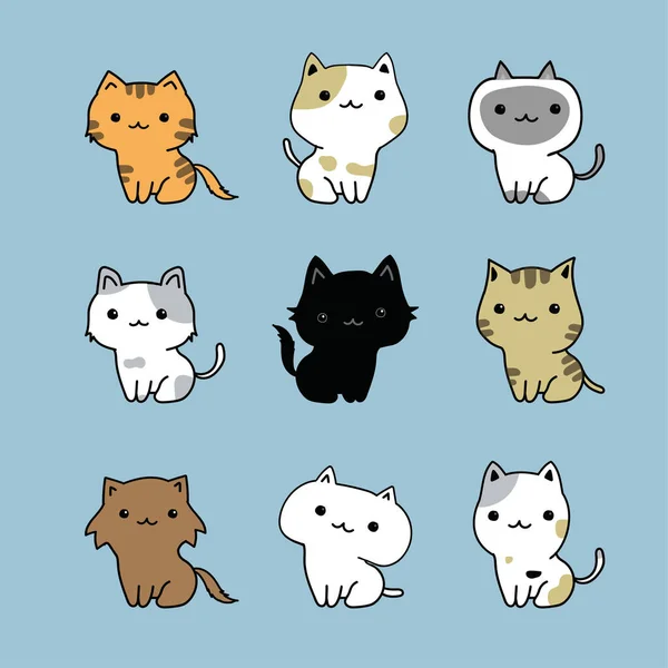 Bonito desenho animado gatos conjunto imagem vetorial de ennona