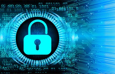 Sayısal arkaplan ve siber güvenlik konusunda kapatılmış asma kilit