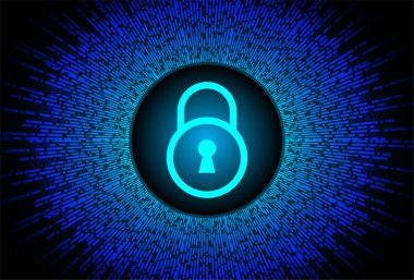 Sayısal arkaplan ve siber güvenlik konusunda kapatılmış asma kilit