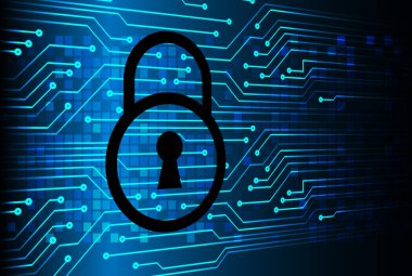 Sayısal arkaplan ve siber güvenlik konusunda kapatılmış asma kilit