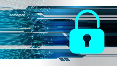 Sayısal arkaplan ve siber güvenlik konusunda kapatılmış asma kilit