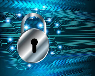 Sayısal arkaplan ve siber güvenlik konusunda kapatılmış asma kilit