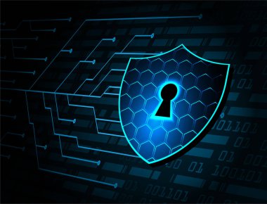 anahtar deliği ile arkaplan vektör illüstrasyonu, dijital güvenlik kavramı