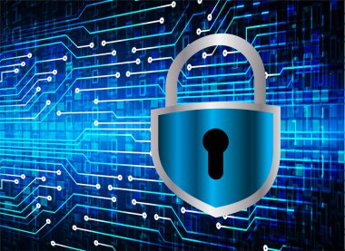 Sayısal arkaplan ve siber güvenlik konusunda kapatılmış asma kilit