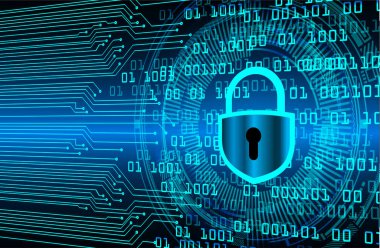 Sayısal arkaplan ve siber güvenlik konusunda kapatılmış asma kilit