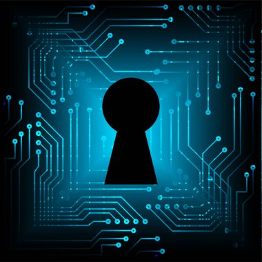 anahtar deliği ile arkaplan vektör illüstrasyonu, dijital güvenlik kavramı