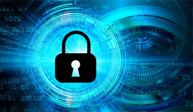 Sayısal arkaplan ve siber güvenlik konusunda kapatılmış asma kilit