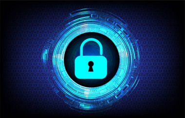 Sayısal arkaplan ve siber güvenlik konusunda kapatılmış asma kilit