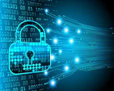 Sayısal arkaplan ve siber güvenlik konusunda kapatılmış asma kilit