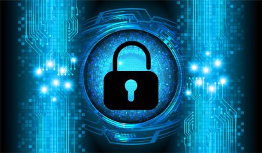 Sayısal arkaplan ve siber güvenlik konusunda kapatılmış asma kilit