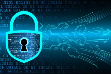 Sayısal arkaplan ve siber güvenlik konusunda kapatılmış asma kilit