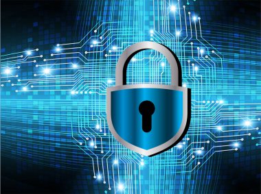 Sayısal arkaplan ve siber güvenlik konusunda kapatılmış asma kilit