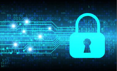 Sayısal arkaplan ve siber güvenlik konusunda kapatılmış asma kilit