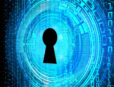 anahtar deliği ile arkaplan vektör illüstrasyonu, dijital güvenlik kavramı