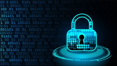Sayısal arkaplan ve siber güvenlik konusunda kapatılmış asma kilit
