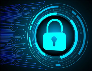 Sayısal arkaplan ve siber güvenlik konusunda kapatılmış asma kilit