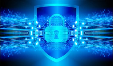 Sayısal arkaplan ve siber güvenlik konusunda kapatılmış asma kilit