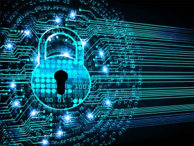 Sayısal arkaplan ve siber güvenlik konusunda kapatılmış asma kilit