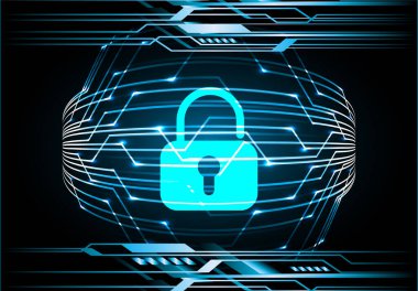 Sayısal arkaplan ve siber güvenlik konusunda kapatılmış asma kilit