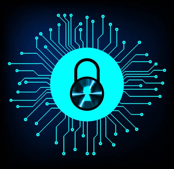 Closed Padlock Digital Background Cyber Security — Stock Vector