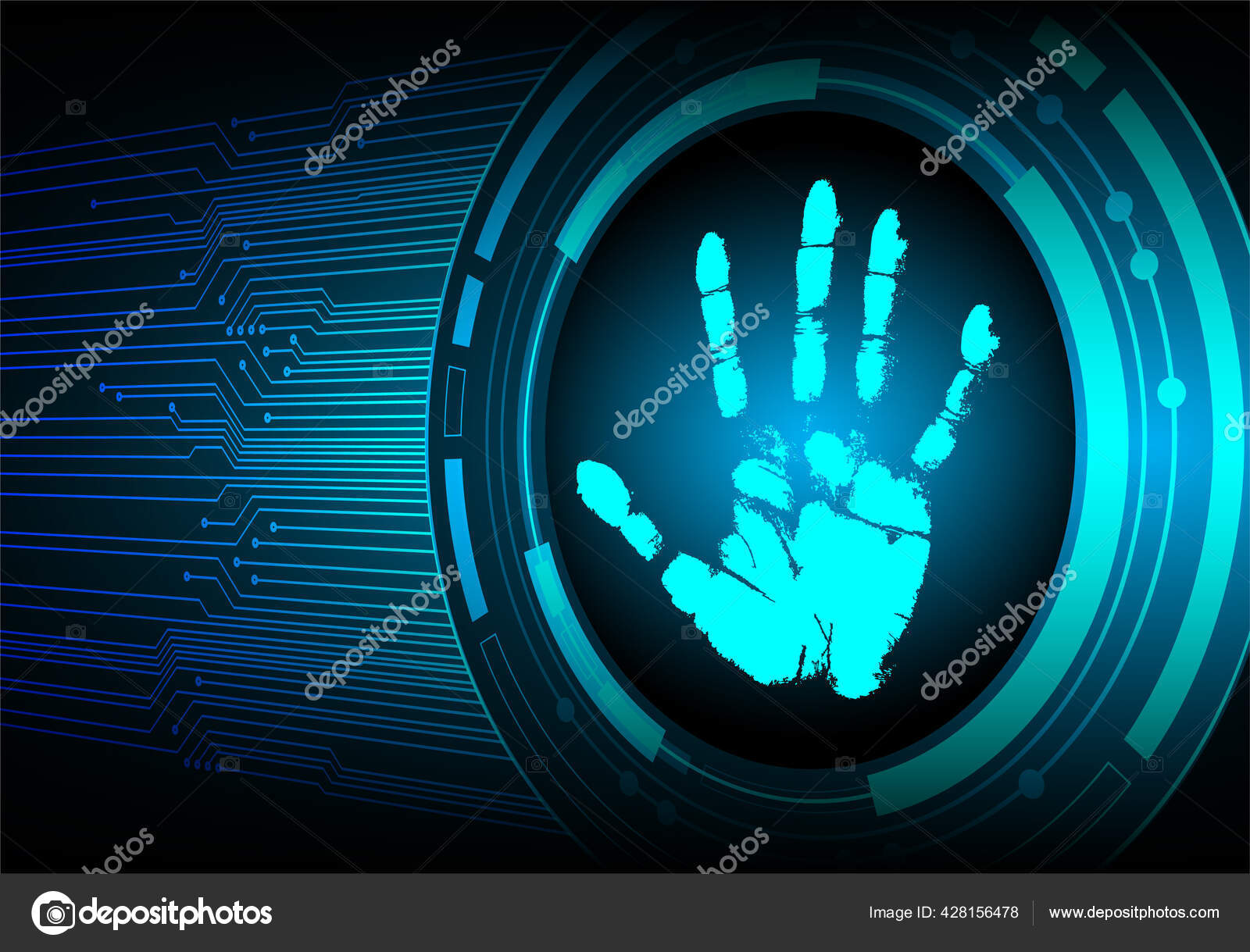 Abstract Technology Background Hand Palm Virtual Screen Stock Vector ...