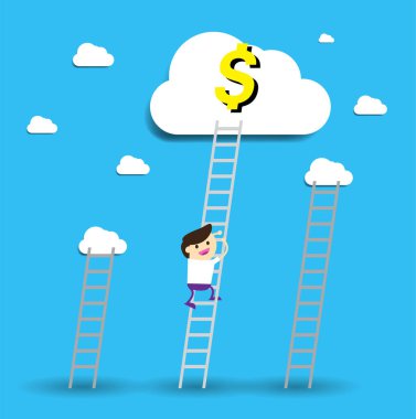 İş adamı başarı konsepti vektör illüstrasyonuna tırmanıyor