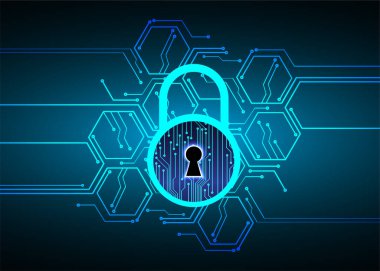 Sayısal arkaplan ve siber güvenlik konusunda kapatılmış asma kilit