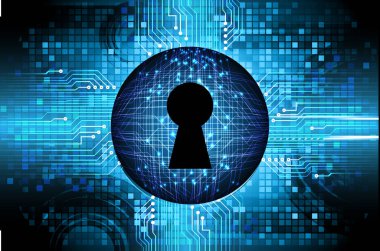 anahtar deliği ile arkaplan vektör illüstrasyonu, dijital güvenlik kavramı