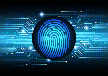 Teknolojinin arka planında parmak izi var. vektör illüstrasyonu