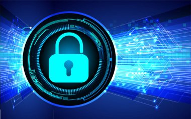 Sayısal arkaplan ve siber güvenlik konusunda kapatılmış asma kilit