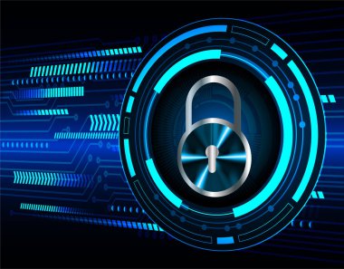 Sayısal arkaplan ve siber güvenlik konusunda kapatılmış asma kilit