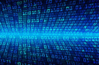 Gelecekçi bir arkaplanda mavi ikili kod