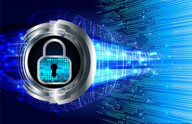 Sayısal arkaplan ve siber güvenlik konusunda kapatılmış asma kilit