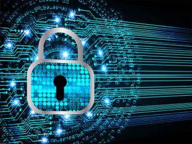 Sayısal arkaplan ve siber güvenlik konusunda kapatılmış asma kilit