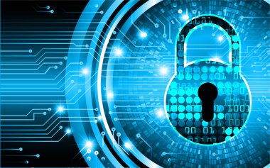 Sayısal arkaplan ve siber güvenlik konusunda kapatılmış asma kilit