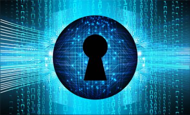 anahtar deliği ile arkaplan vektör illüstrasyonu, dijital güvenlik kavramı