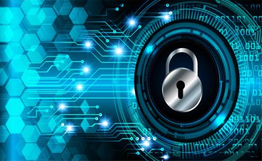 Sayısal arkaplan ve siber güvenlik konusunda kapatılmış asma kilit