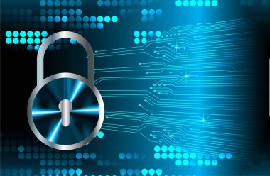Sayısal arkaplan ve siber güvenlik konusunda kapatılmış asma kilit